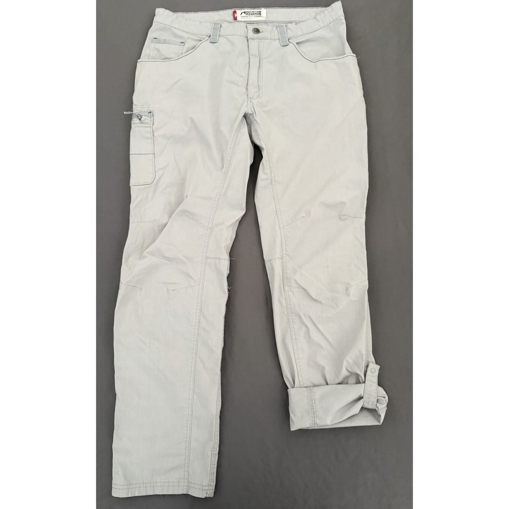 Mountain Pants Mens Size 36X32 Gray Slim Fit Stretch Heavy Twill Roll Tab Leg